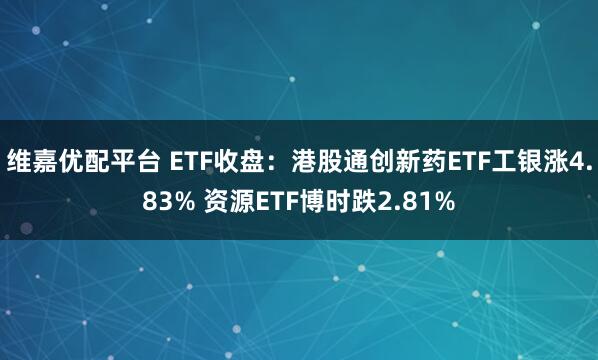 维嘉优配平台 ETF收盘：港股通创新药ETF工银涨4.83% 资源ETF博时跌2.81%